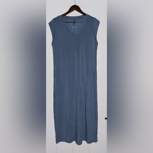 Lou & Grey Signaturesoft Column‎ Blue Sleeveless Tee Shirt Dress Women L NEW